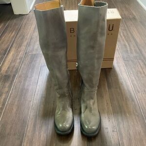 Bed Stu Manchester Gray Knee High Leather Slouchy Tie Back Womens Boots Size 6